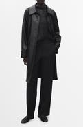 MANGO Longline Faux Leather Coat