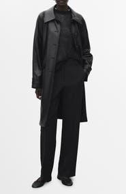 MANGO Longline Faux Leather Coat