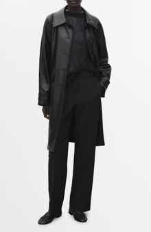 MANGO Longline Faux Leather Coat