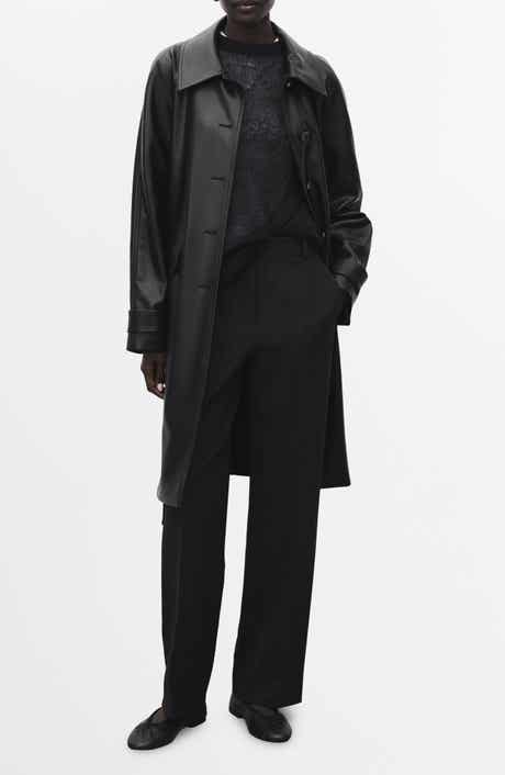 MANGO Longline Faux Leather Coat