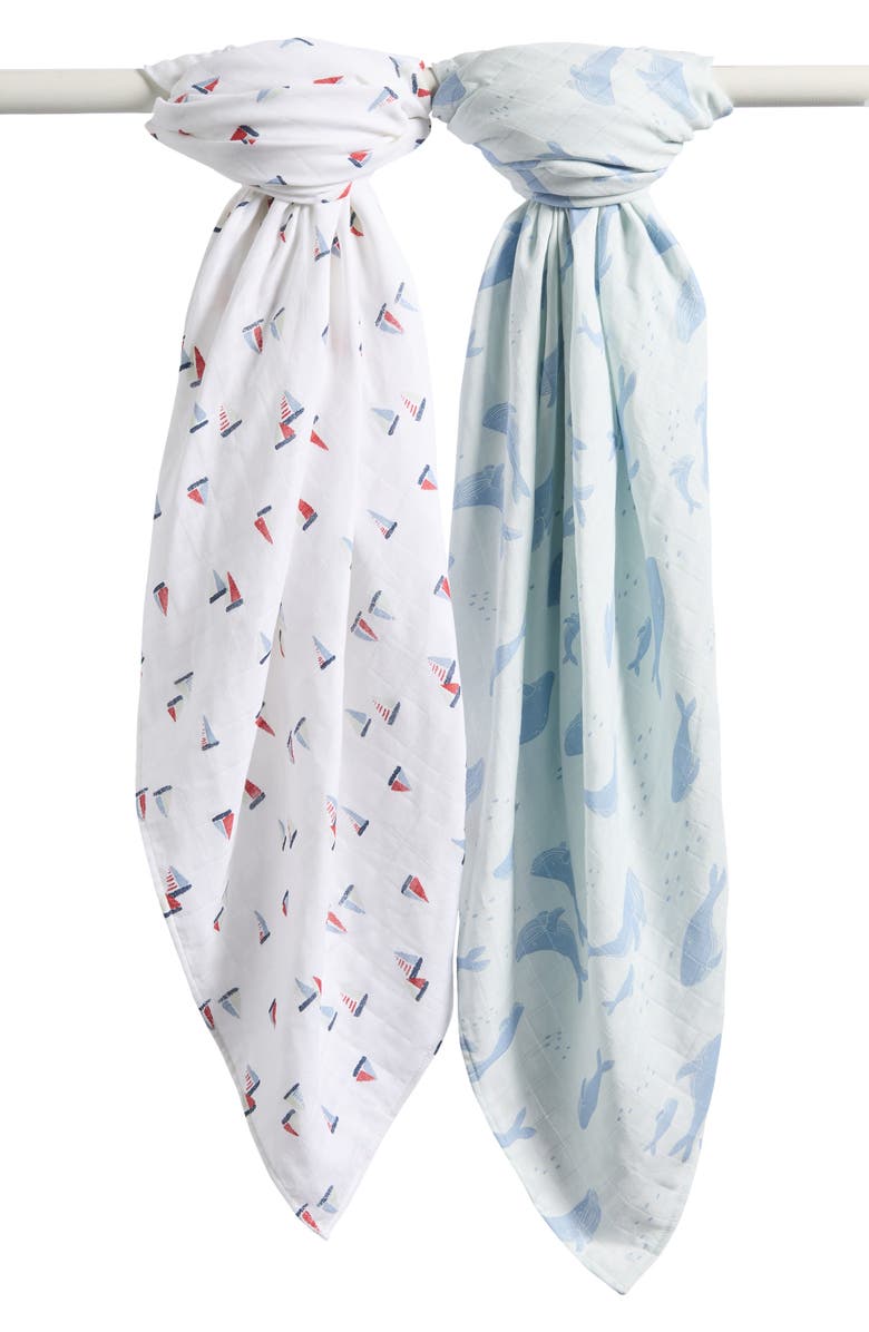 Nordstrom 2-Pack Assorted Muslin Swaddles, Main, color, Whale Sailboat Pack