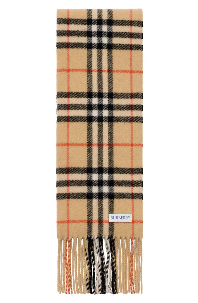 Burberry Check Cashmere Scarf, Alternate, color, Sand
