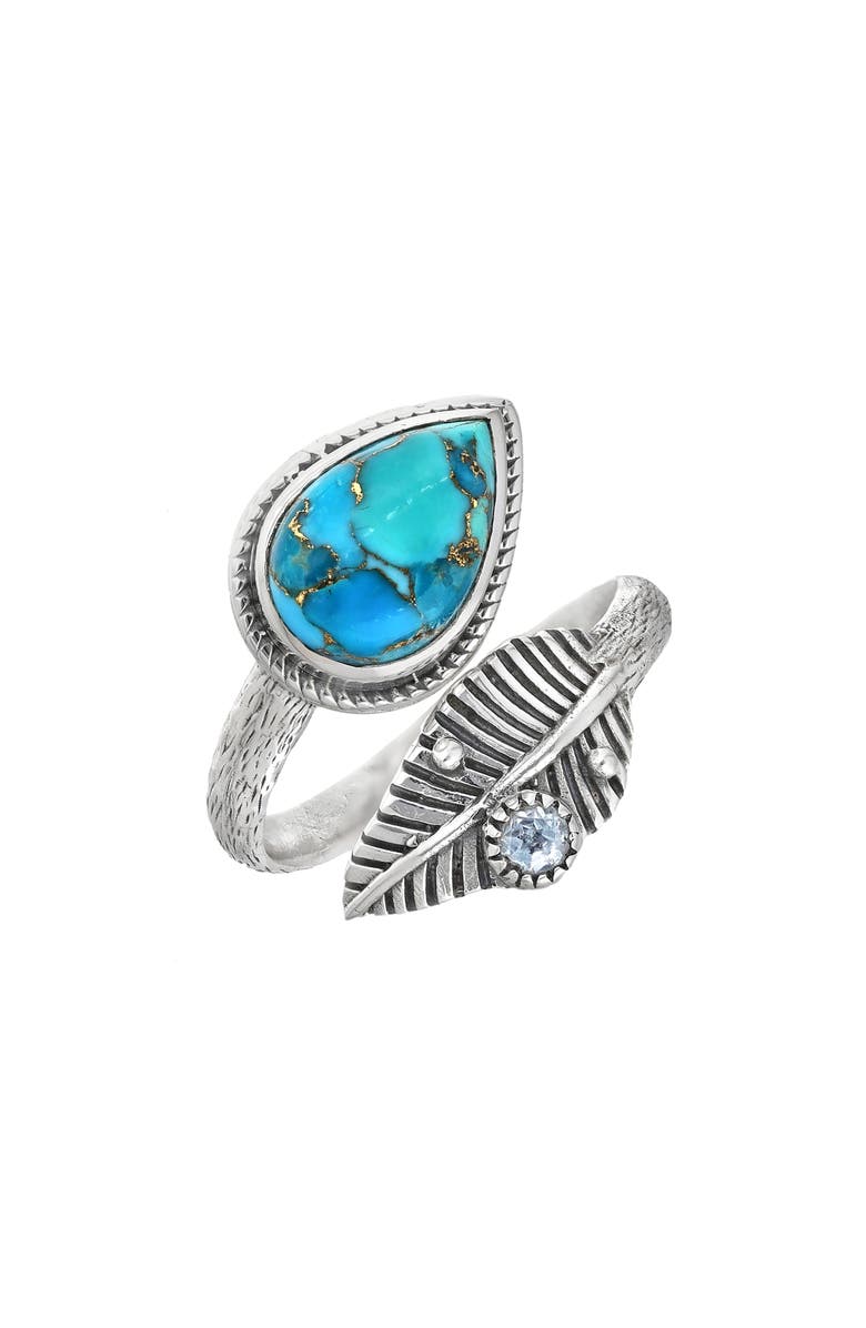 YS GEMS Turquoise Leaf Bypass Ring, Main, color, Blue