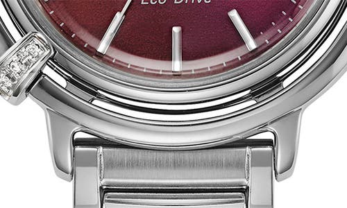 Citizen Womens Diamond Accent Silver Tone Stainless Steel Bracelet Watch Em1091-67x In Silver