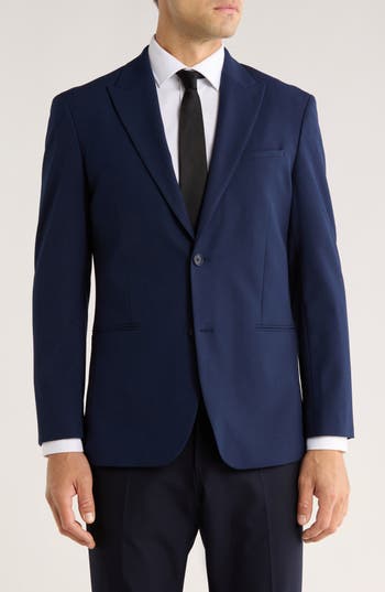 Nordstrom Rack Solid Peak Lapel Silk Sport Coat In Blue
