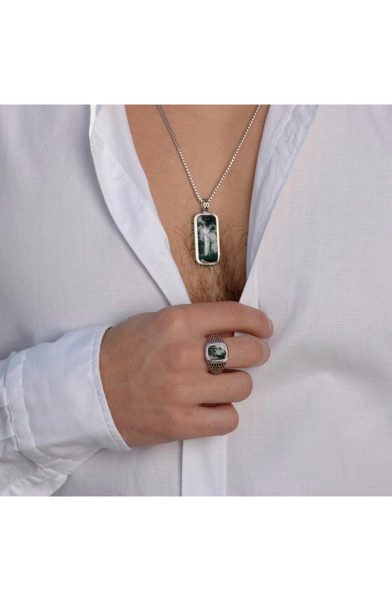 LuvMyJewelry Tree Agate Sterling Silver Men Signet Ring, Alternate, color, Silver