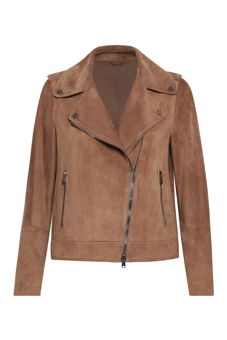 Suede biker jacket, Main, color, Brown