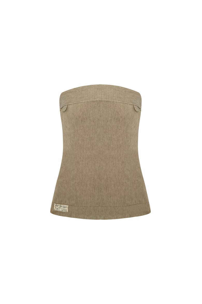 Linen Blend Strap Top, Main, color, BEIGE