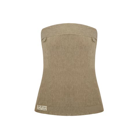 Linen Blend Strap Top