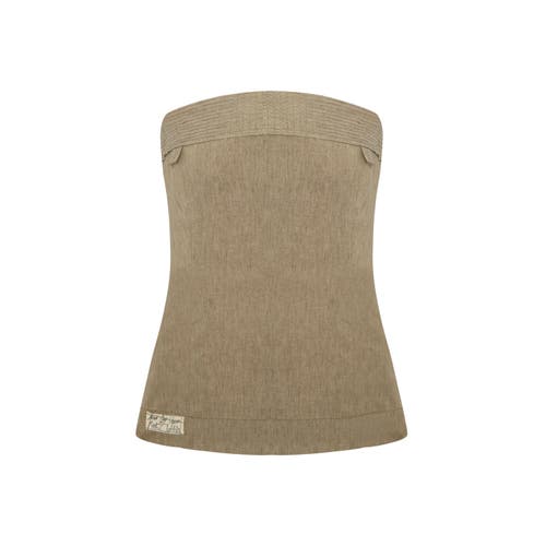 Pcfg Linen Blend Strap Top In Neutral