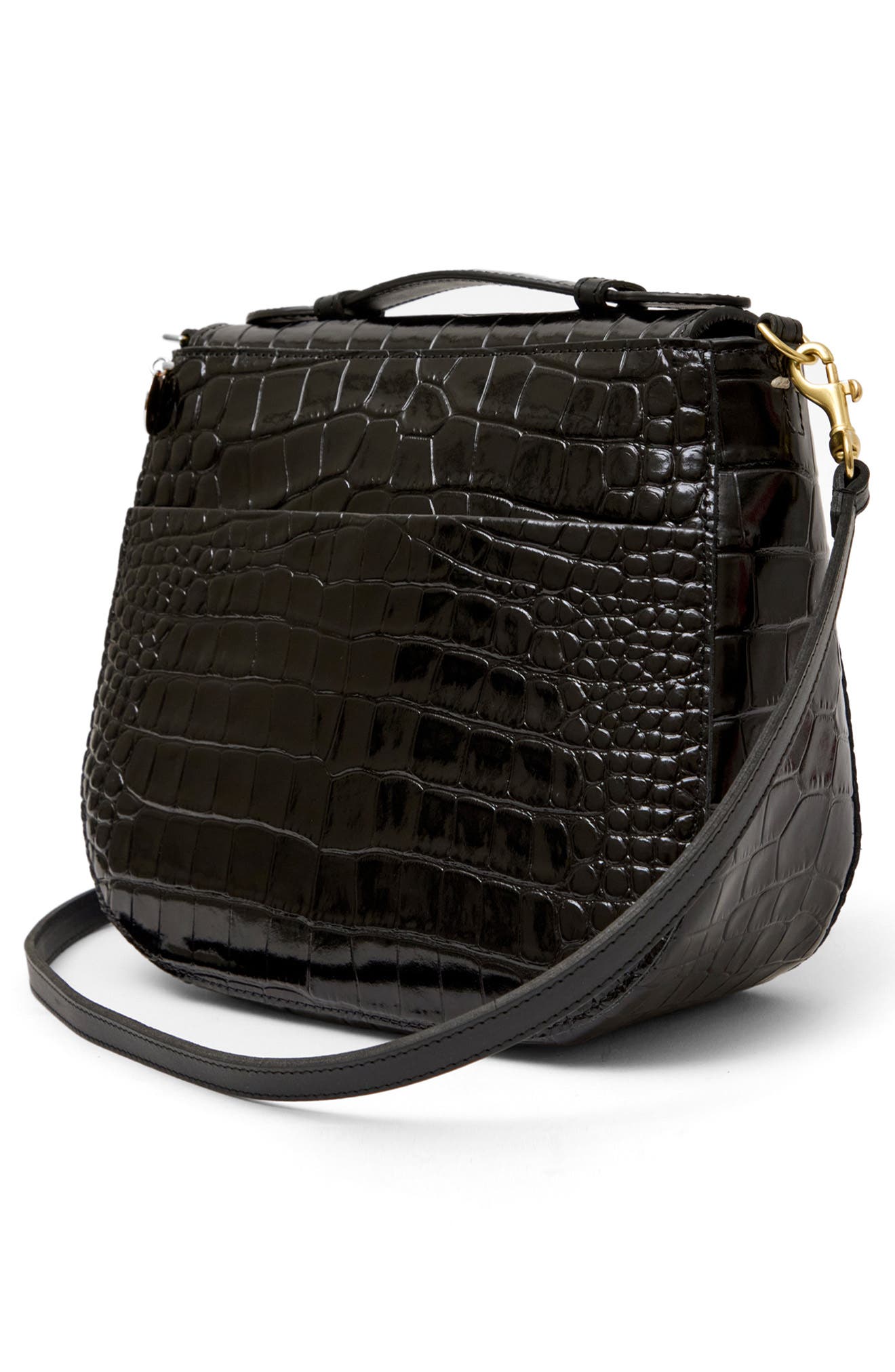 Clare V. Louis Croc Embossed Leather Crossbody Bag, Alternate, color, 