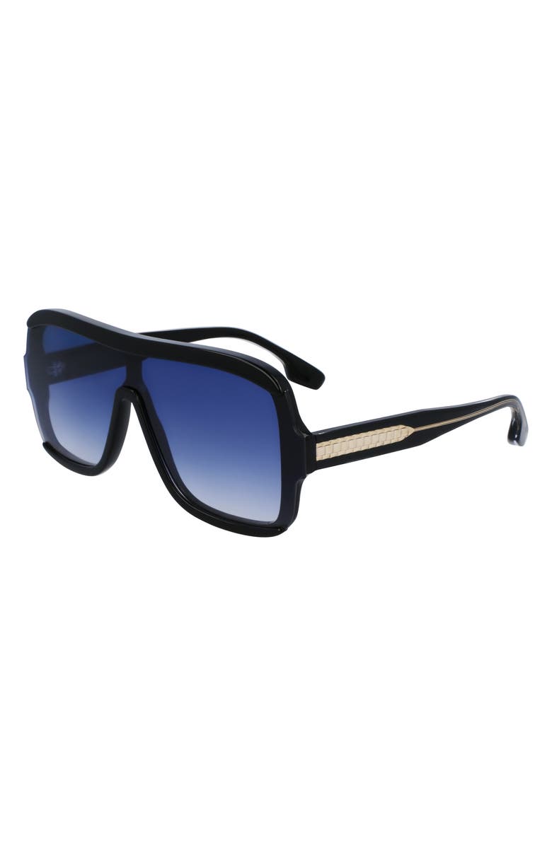 Victoria Beckham 64mm Chain Shield Sunglasses, Alternate, color, Black