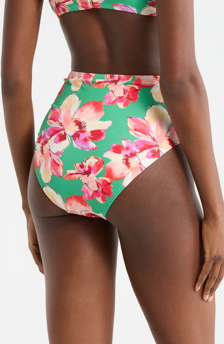 Hutch O-Ring High Waist Bikini Bottoms, Alternate, color, Green Floral