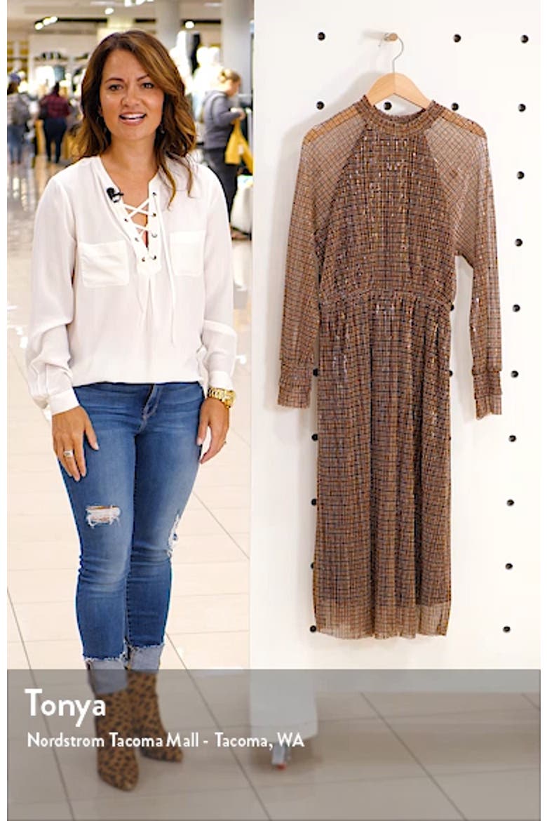 Alexandra Shimmer Plaid Long Sleeve Dress video