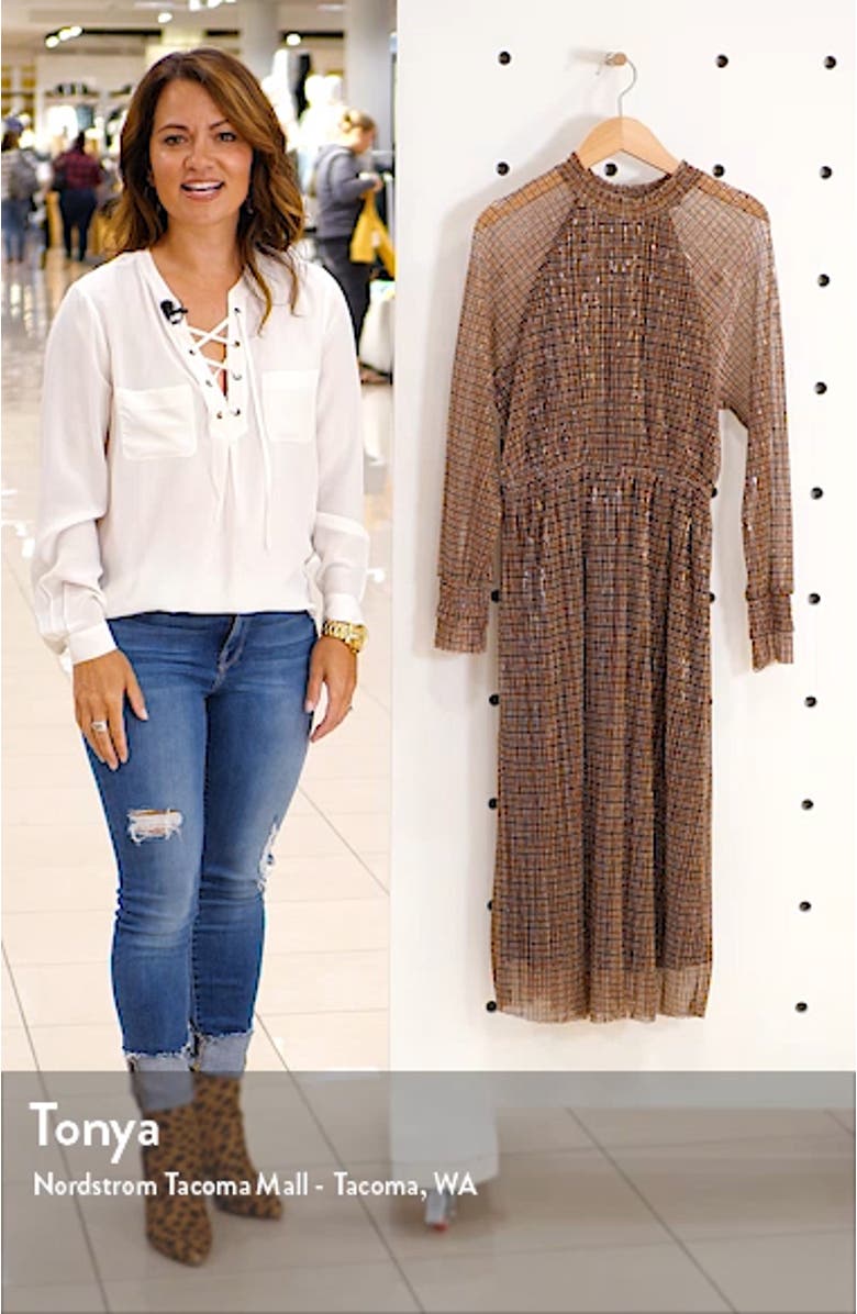 Alexandra Shimmer Plaid Long Sleeve Dress, sales video thumbnail