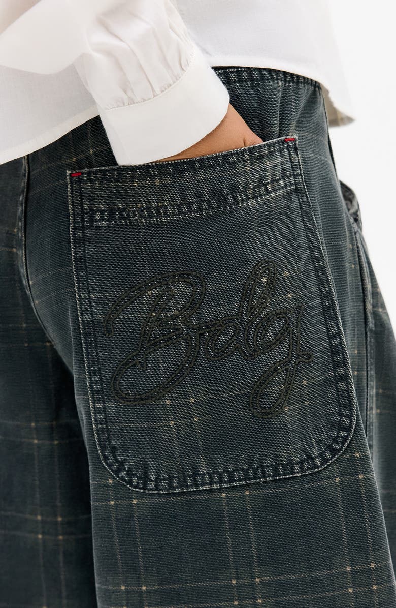 BDG Urban Outfitters Jaya Check Low Rise Wide Leg Jeans, Alternate, color, Green