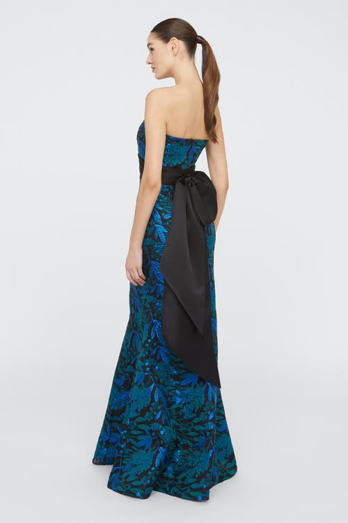 Theia Fernanda Strapless Gown In Green