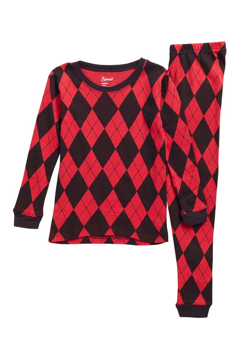 Argyle 2-Piece Cotton Pajamas, Main, color, RED