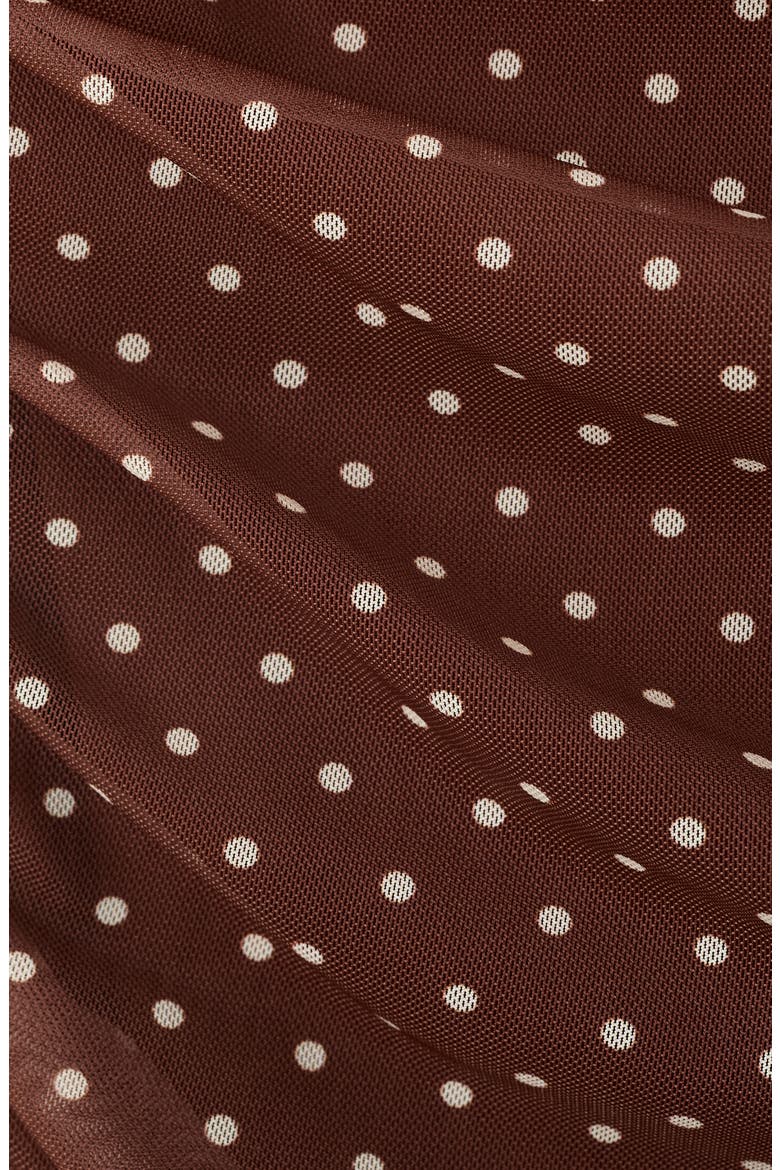 Ruched Dot Midi Dress, Alternate, color, BROWN