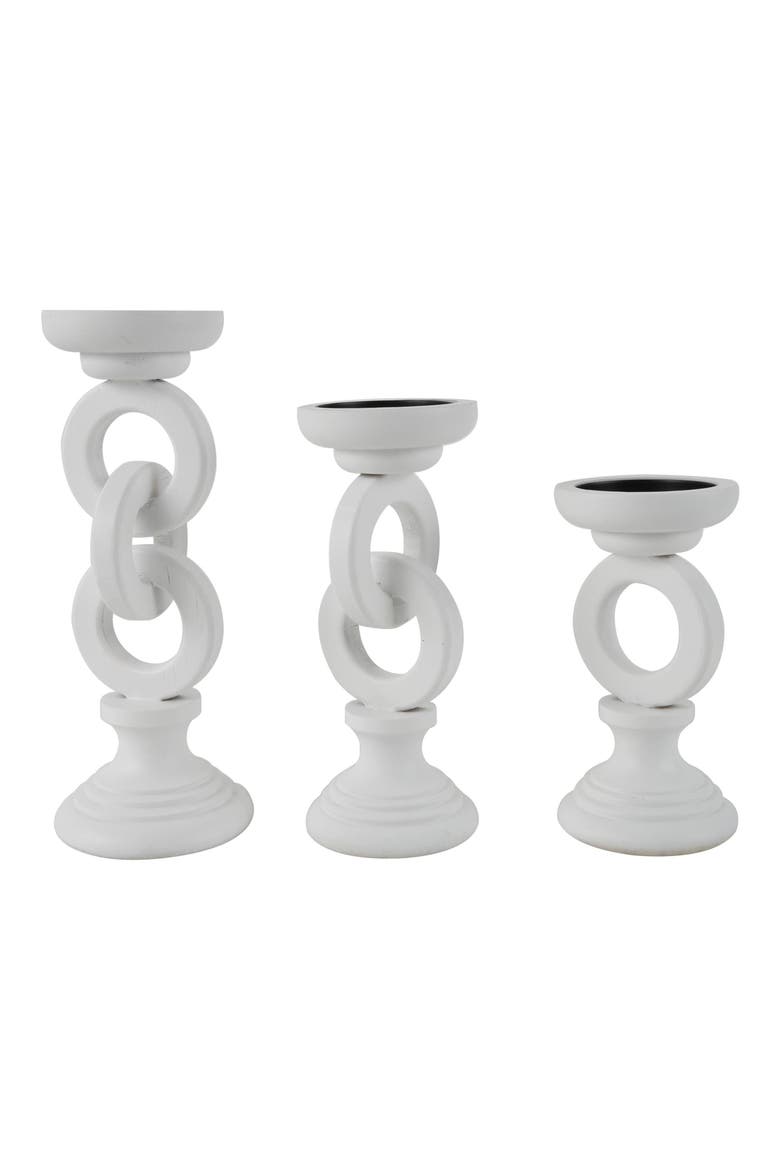 Set of 3 Candleholders, Main, color, WHITE