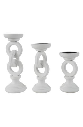 Vivian Lune Home Set Of 3 Candleholders In White