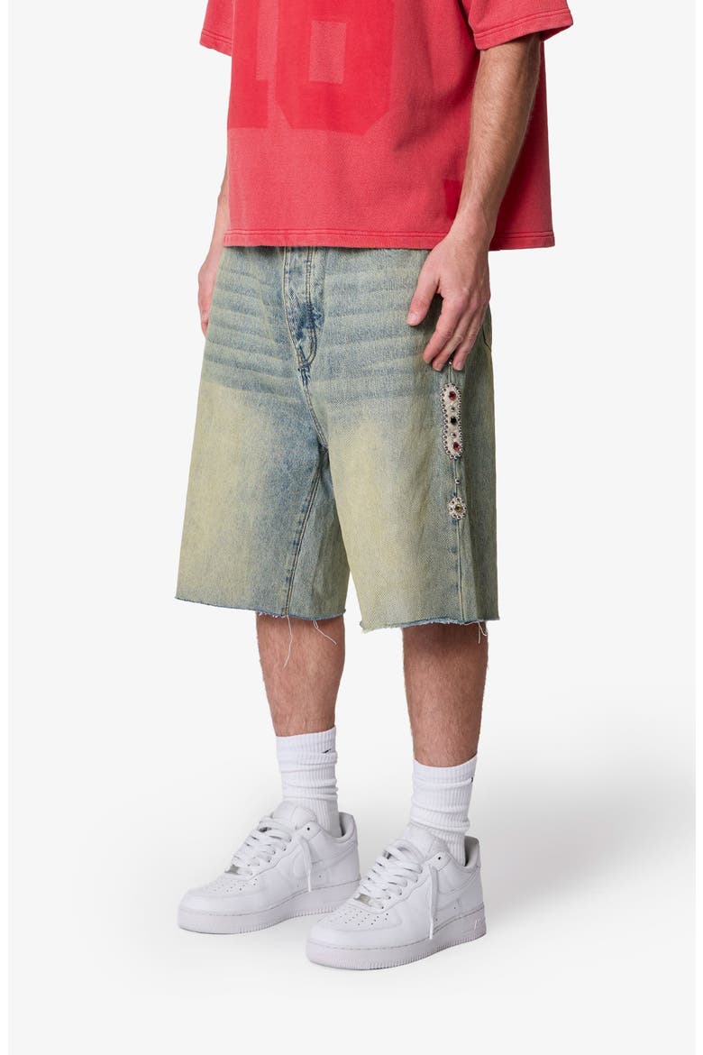 Baggy Mojave Embellished Cutoff Denim Shorts, Alternate, color, BLUE