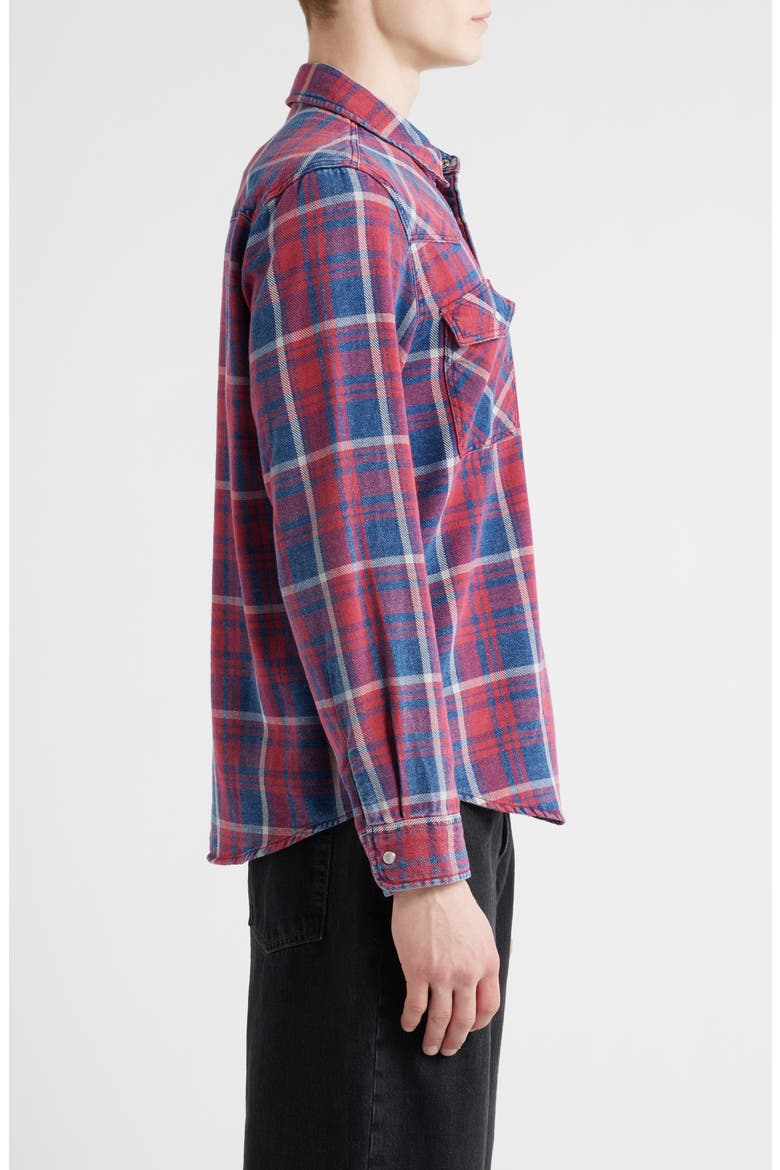 Waylon Plaid Snap Overshirt, Alternate, color, DENIM PLAID