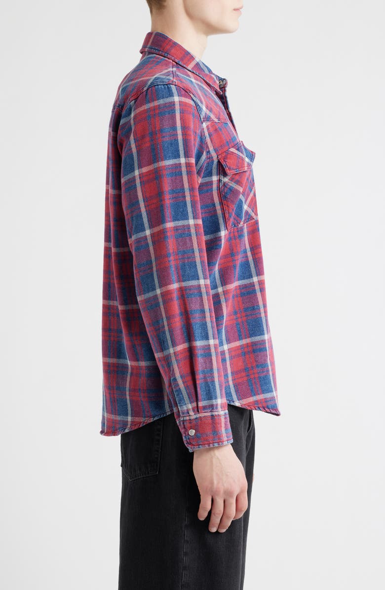 Brixton Waylon Plaid Snap Overshirt, Alternate, color, Denim Plaid