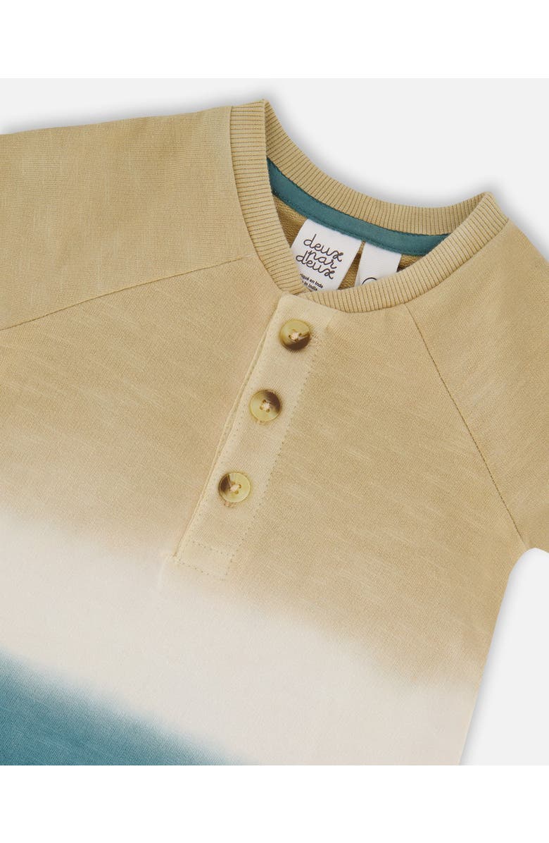 Deux par Deux Baby Boy's One-Piece Romper Gradient Beige And Teal, Alternate, color, 