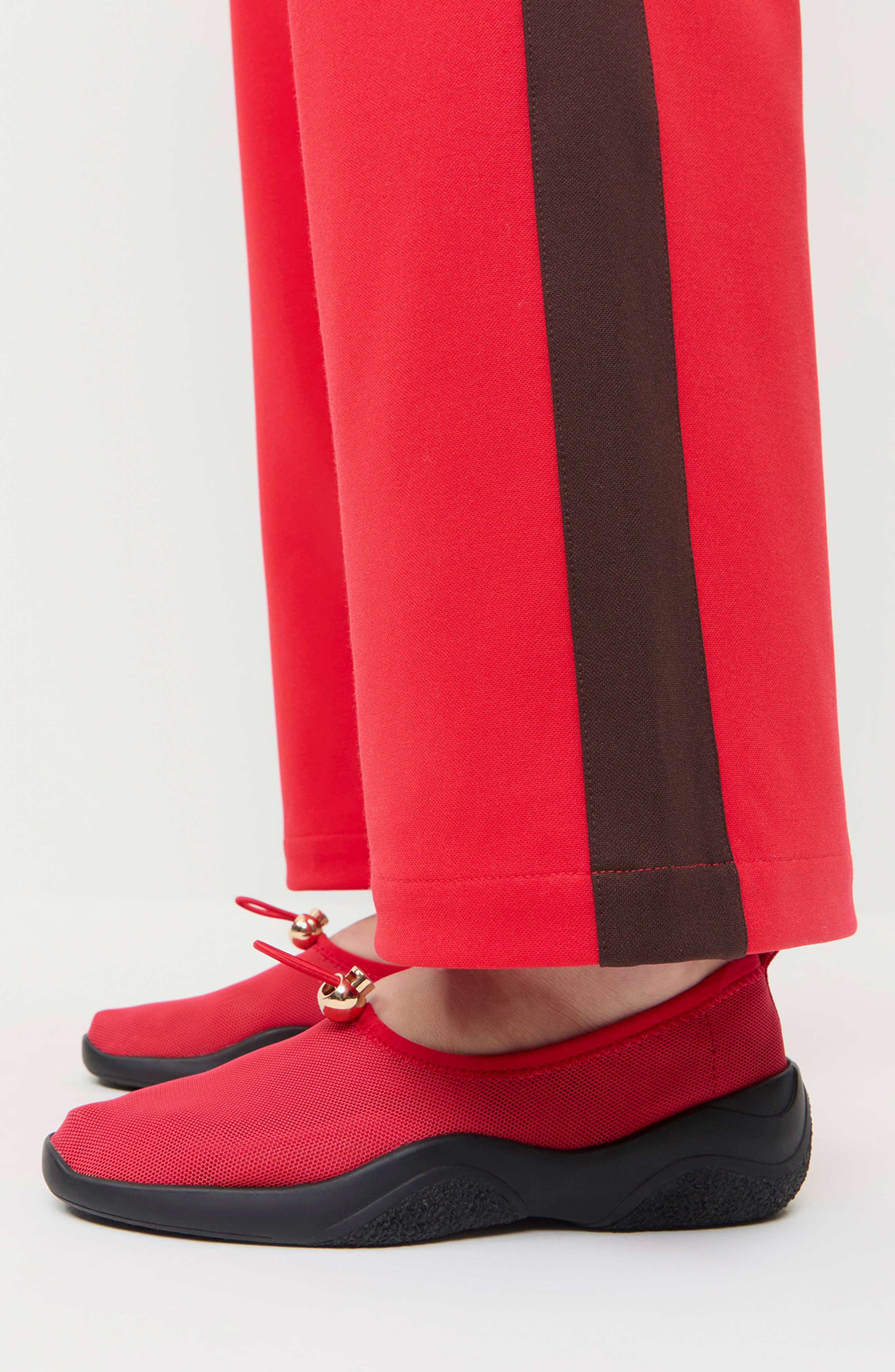 Loeffler Randall Raina Stretch Knit Flat, Alternate, color, Red/ Black