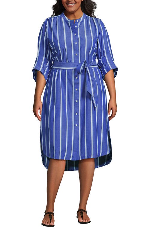LANDS' END LANDS' END POPLIN OVERSIZED PUFF SLEEVE MIDI SHIRT DRESS