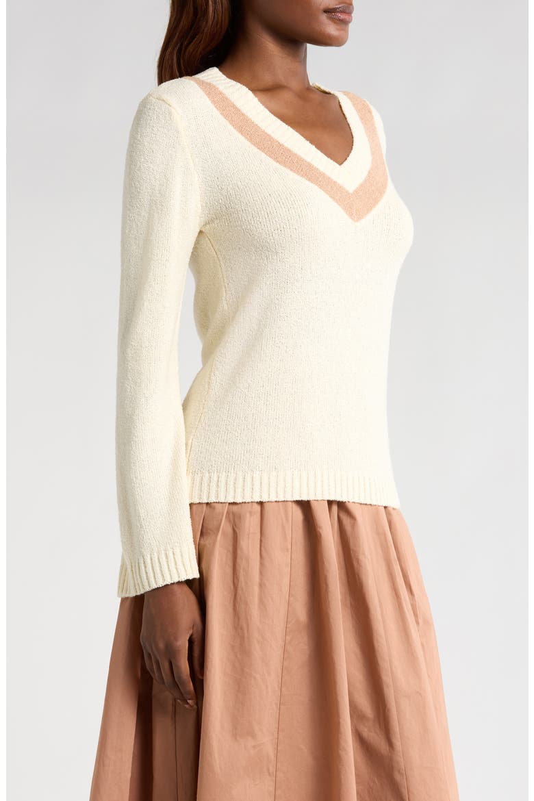 Dylan V-Neck Sweater, Alternate, color, CREAM / CAM