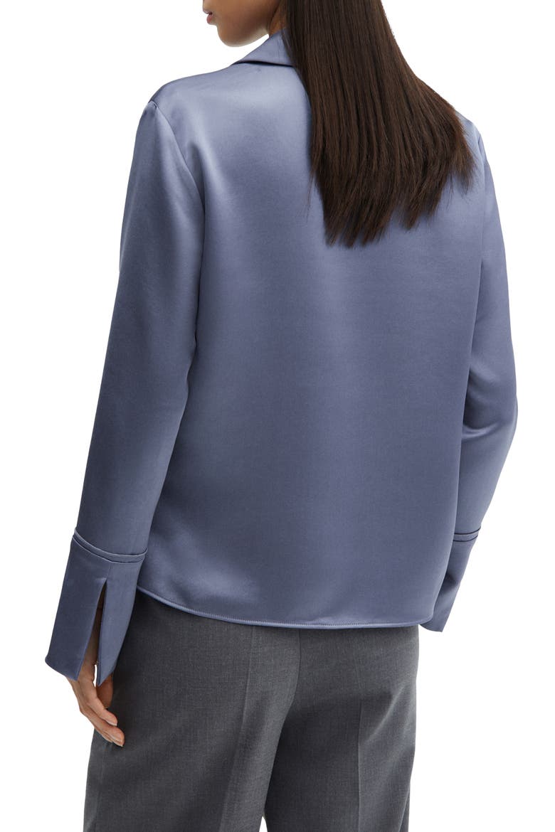 Satin Button-Up Shirt, Alternate, color, MEDIUM BLUE