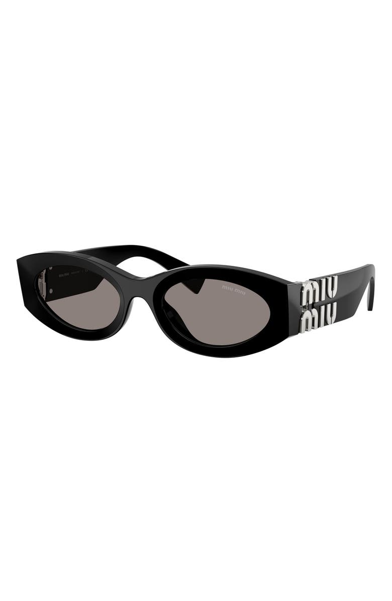 Miu Miu 54mm Rectangular Sunglasses, Alternate, color, Black / Dark Grey