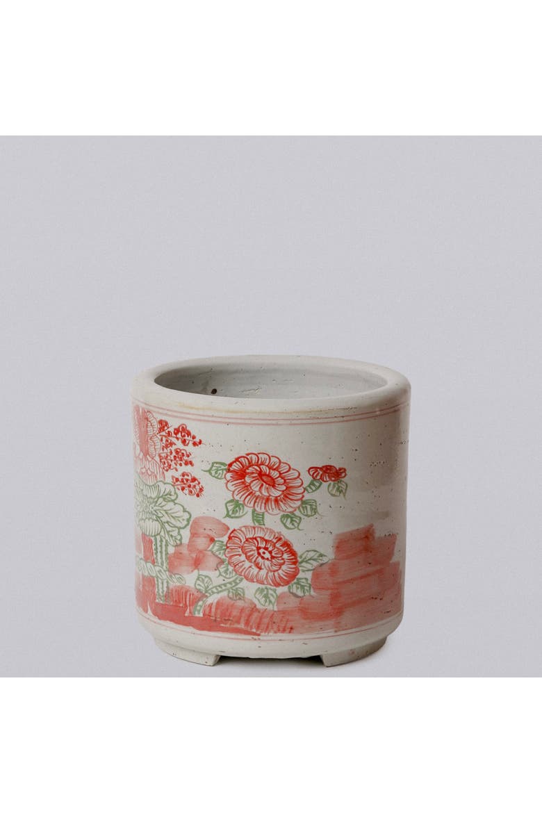 Pink and Green Porcelain Four Seasons Footed Cachepot, Alternate, color, Pink and Green