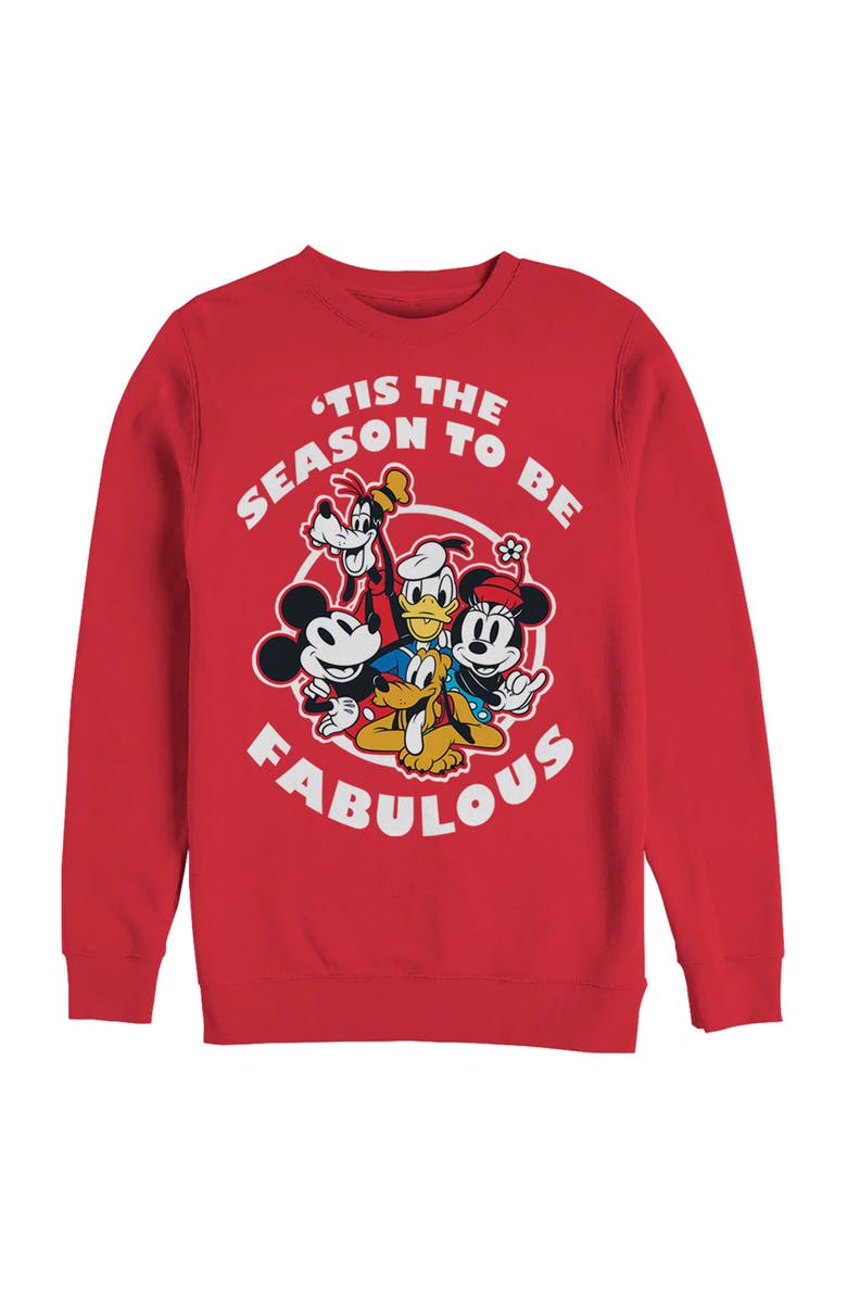 Mickey & Friends Men's Mickey & Friends Tis the Season to be Fabulous  Sweatshirt, Main, color, Red