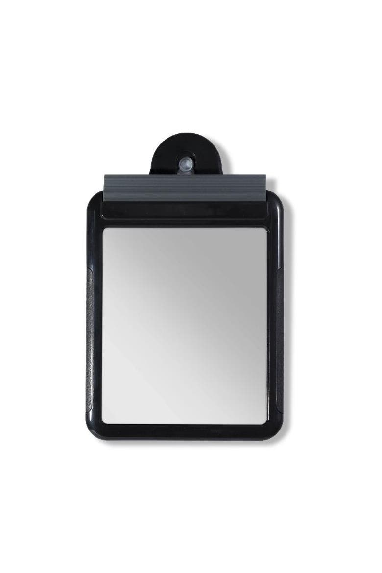 Fogless Shower Mirror for Travel with Suction Cup & Squeegee, Main, color, Black