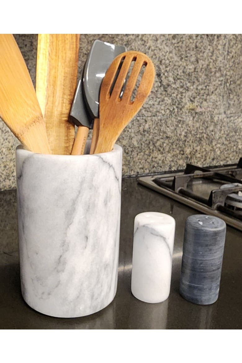 Artifacts Trading Company Marble Salt & Pepper Shaker, Alternate, color, Black and White
