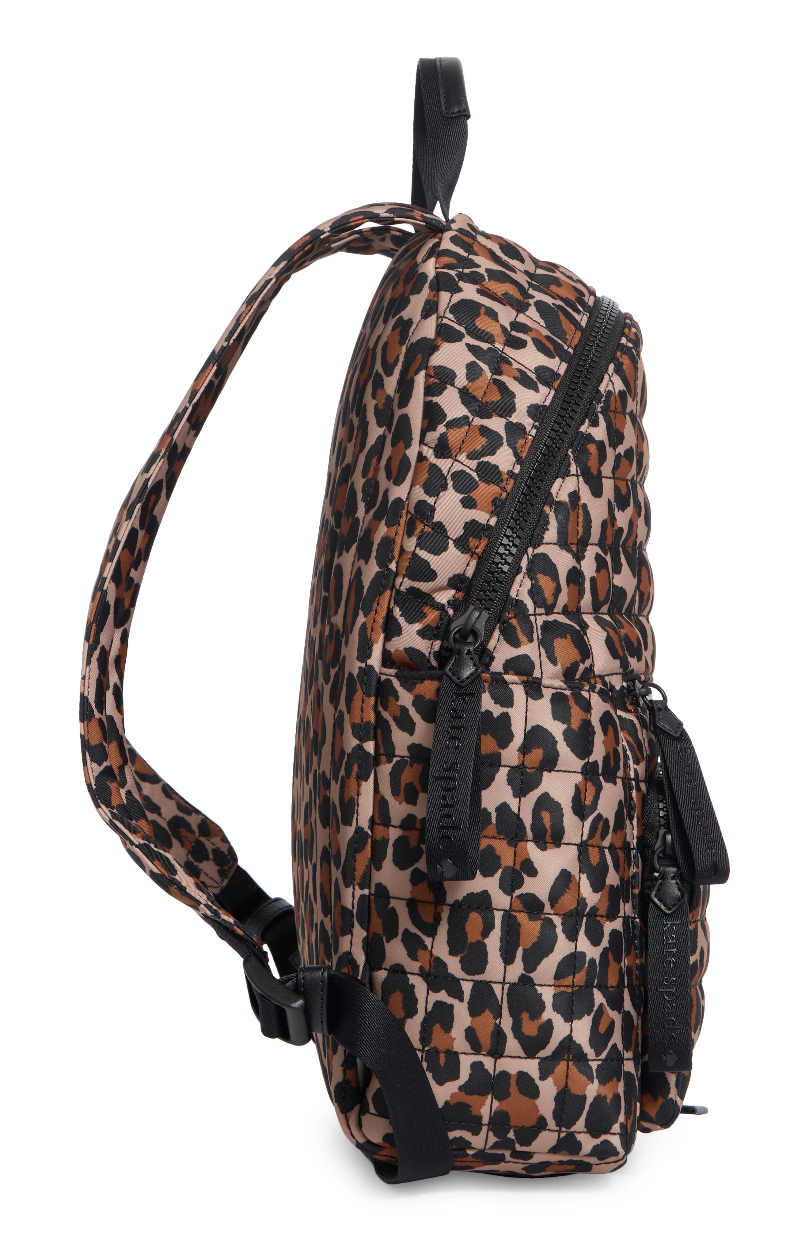 Kate Spade New York camden quilted large leopard backpack, Alternate, color, Brown Multi