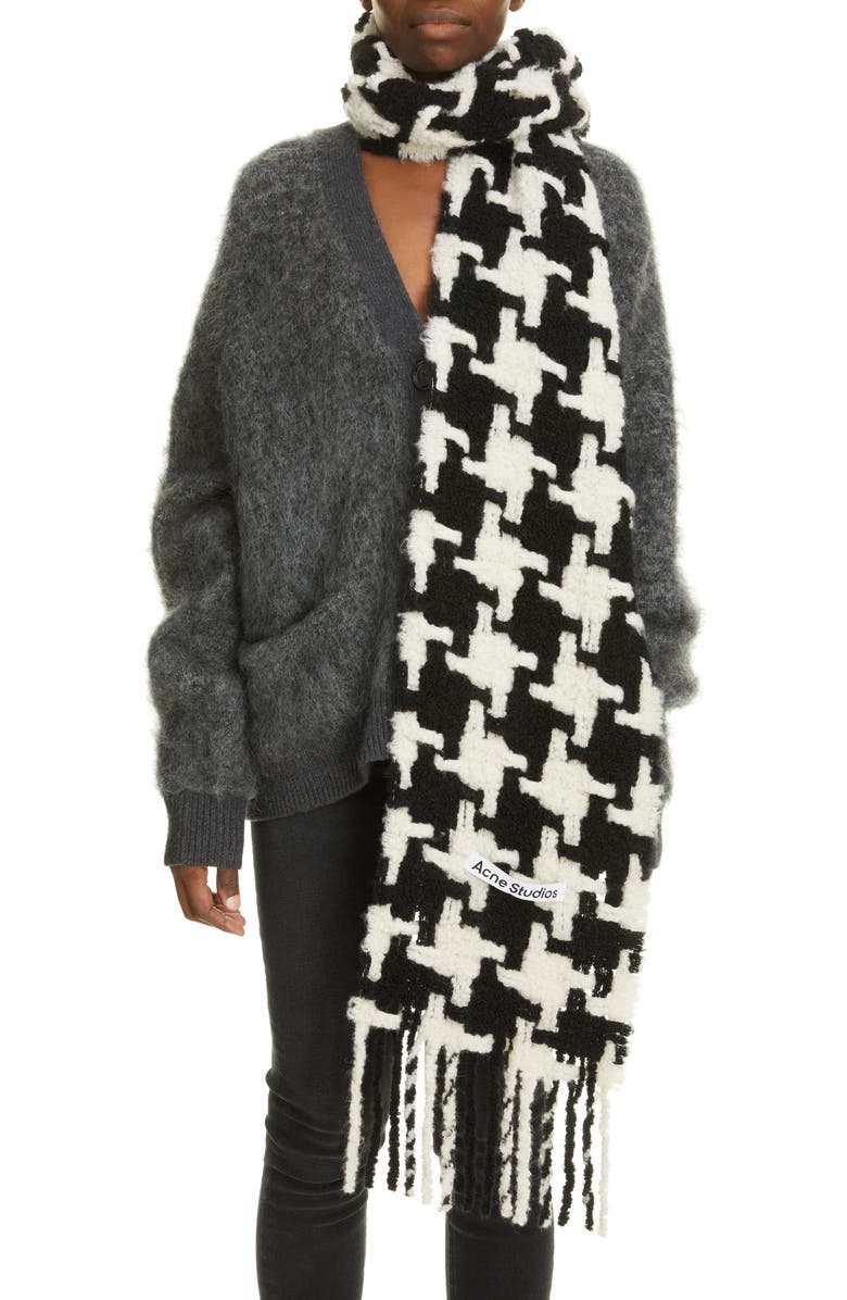 Acne Studios Houndstooth Check Alpaca Blend Scarf, Alternate, color, 
