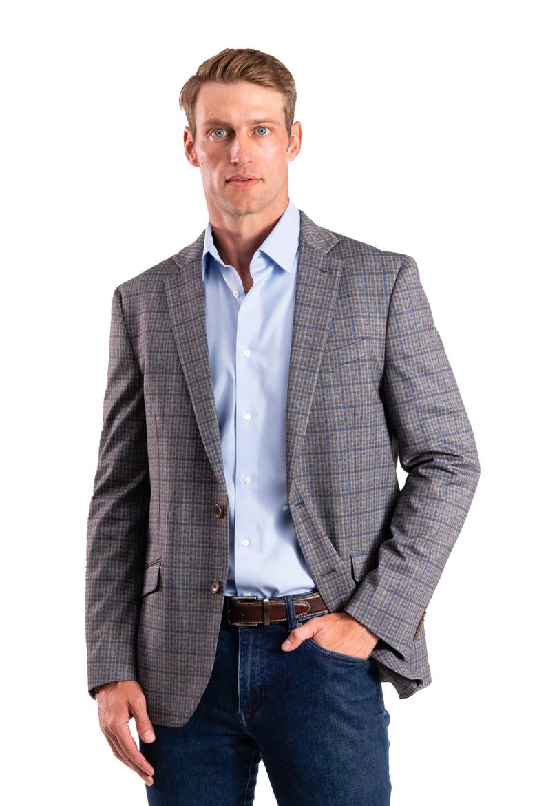 Tan Plaid Knit Sport Coat, Alternate, color, GREY MULTI