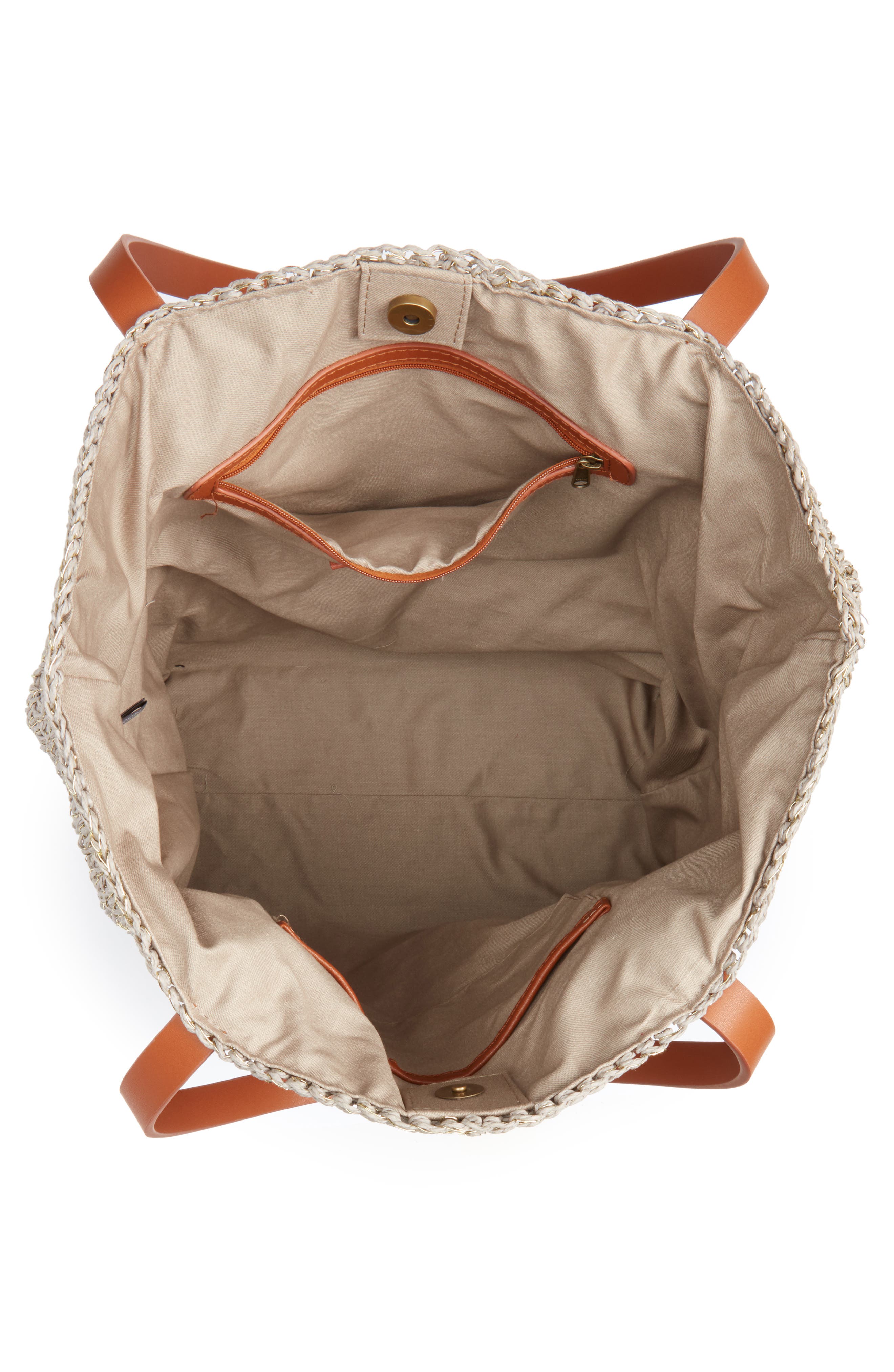 Nordstrom Packable Raffia Crochet Tote, Alternate, color, 