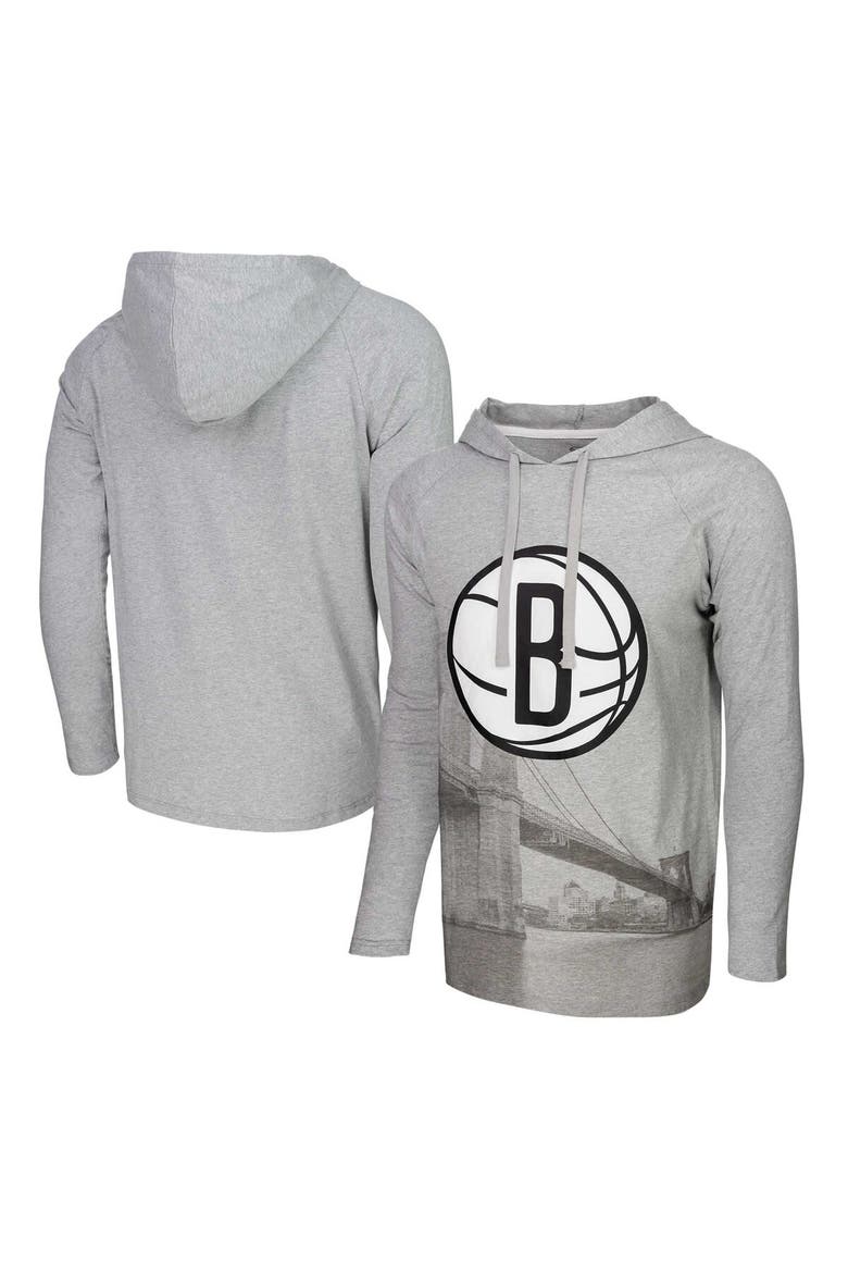 Men's Stadium Essentials Heather Gray Brooklyn Nets Atrium Raglan Long Sleeve Hoodie T-Shirt, Main, color, Heather Gray