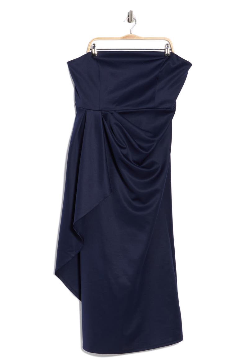 Strapless Drape Side Gown, Alternate, color, NAVY