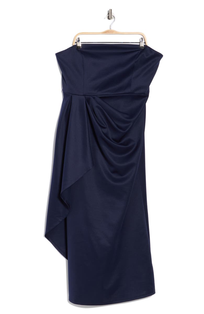 Oleg Cassini Strapless Drape Side Gown, Alternate, color, Navy