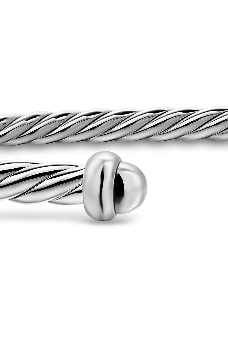 David Yurman Micro Cable Flex Sterling Silver Open Bracelet, 2.6mm, Alternate, color, Silver