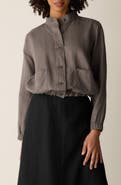 Eileen Fisher Band Collar Organic Linen Jacket
