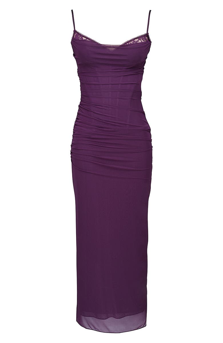 HOUSE OF CB Nalini Mesh & Lace Corset Gown, Alternate, color, Winter Bloom