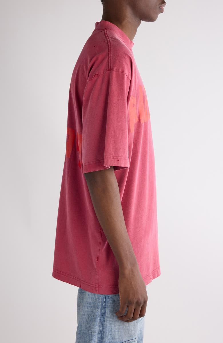 Balenciaga Medium Fit Tape Type Logo Graphic T-Shirt, Alternate, color, Raspberry