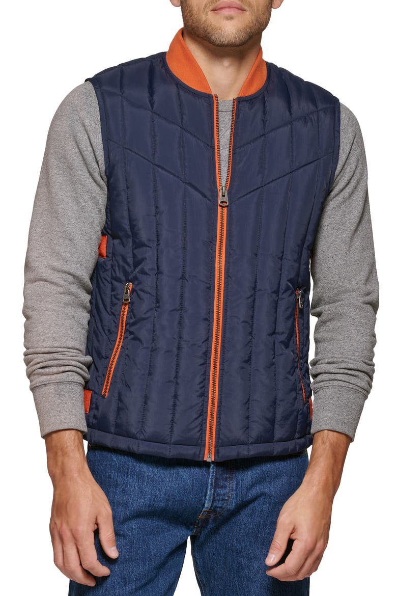 Water Resistant Quilted Vest, Main, color, NAVY